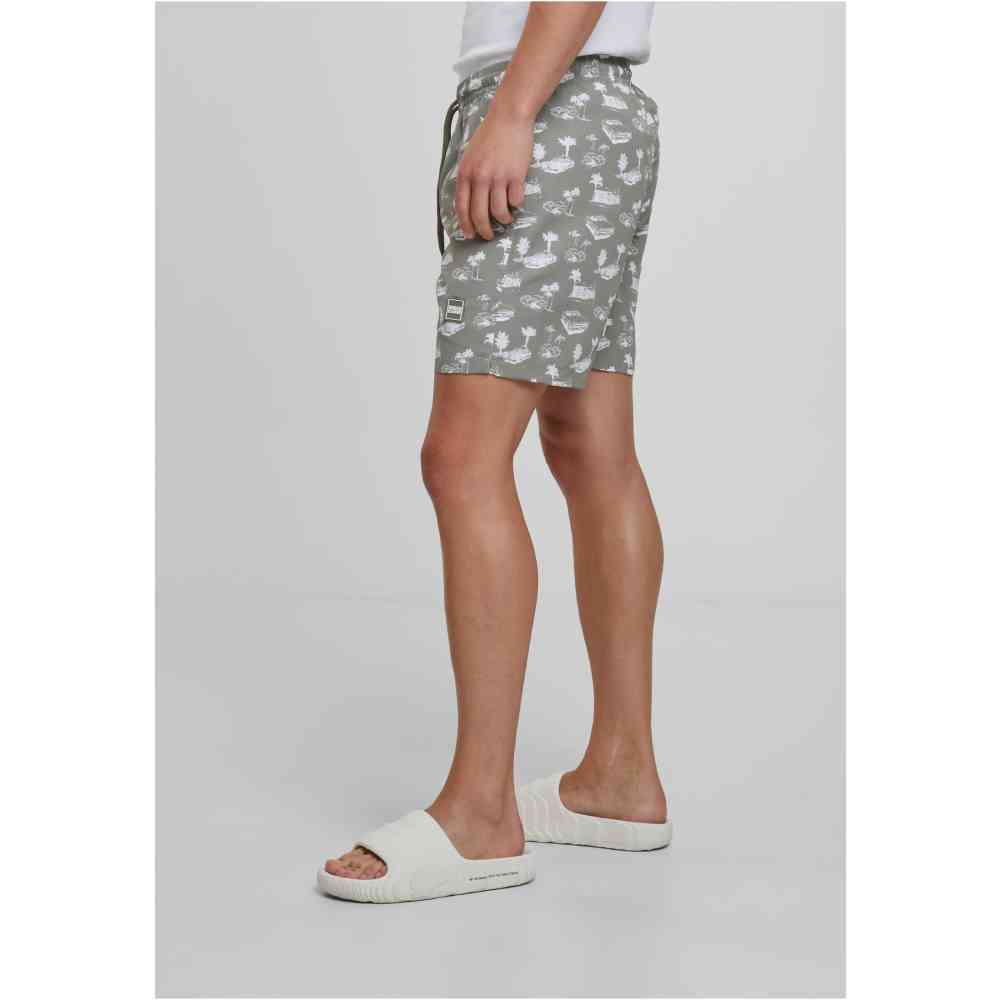 Urban Classics - Pattern Swim shorts - Brown/White